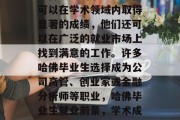 哈佛大学的毕业生不仅可以在学术领域内取得显著的成绩，他们还可以在广泛的就业市场上找到满意的工作。许多哈佛毕业生选择成为公司高管、创业家或金融分析师等职业，哈佛毕业生就业前景，学术成就与广泛就业！