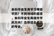 本科毕业生再学习哪些学历？不同领域的需求，本科毕业生再提升学历方向？选择适合自己的专业。