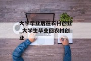大学毕业后在农村创业_大学生毕业回农村创业