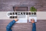山东理工大学录取分数线解析