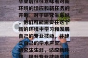 在学术研究中，研究所毕业后往往意味着对新环境的适应和新任务的开始。对于研究生来说，他们可能需要在这个新的环境中学习和发展自己的专业技能，并建立自己的学术声誉。，研究生生涯，适应新环境、提升专业技能与建立学术声誉