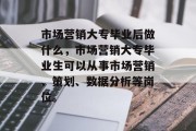 市场营销大专毕业后做什么，市场营销大专毕业生可以从事市场营销、策划、数据分析等岗位。