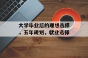 大学毕业后的理想选择，五年规划，就业选择
