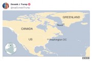 继续拱火？特朗普发了张“新地图”：美国、加拿大和丹麦格陵兰岛均用统一颜色标记