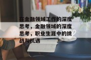在金融领域工作的深度思考，金融领域的深度思考，职业生涯中的挑战与机遇