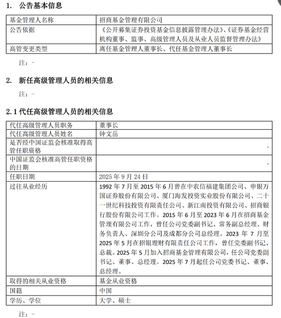 招商基金“换帅”