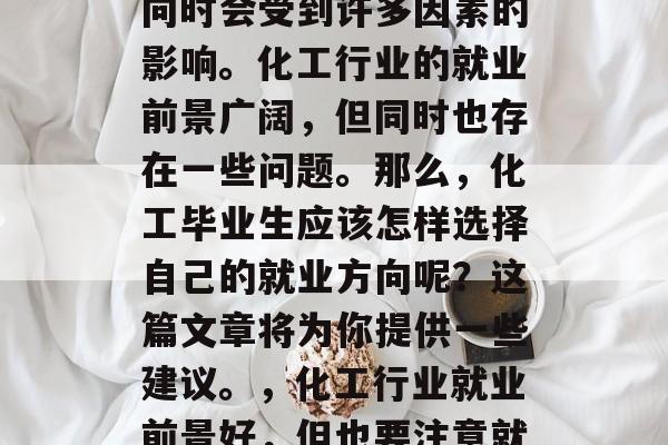 化工毕业生选择就业方向时会受到许多因素的影响。化工行业的就业前景广阔,但同时也存在一些问题。那么,化工毕业生应该怎样选择自己的就业方向呢?这篇文章将为你提供一些建议。,化工行业就业前景好,但也要注意就业问题 化工毕业生选择就业方向时会受到许多因素的影响。化工行业的就业前景广阔,但同时也存在一些问题。那么,化工毕业生应该怎样选择自己的就业方向呢?这篇文章将为你提供一些建议。,化工行业就业前景好,但也要注意就业问题
