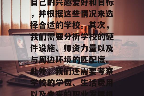 初中毕业后，我们应该考虑选择适合自己的学校。首先，我们要明确自己的兴趣爱好和目标，并根据这些情况来选择合适的学校。其次，我们需要分析学校的硬件设施、师资力量以及与周边环境的匹配度。此外，我们还需要考察学校的学费、生活费用以及未来的职业发展机会等因素。，选择初中毕业适合自己的学校需要综合考虑以上因素。