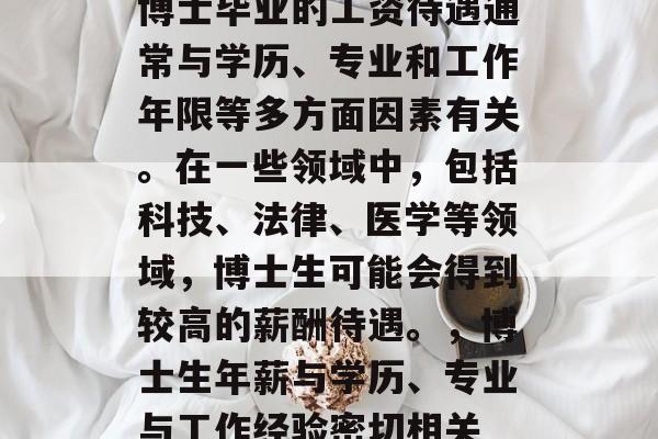 博士毕业的工资待遇通常与学历、专业和工作年限等多方面因素有关。在一些领域中，包括科技、法律、医学等领域，博士生可能会得到较高的薪酬待遇。，博士生年薪与学历、专业与工作经验密切相关