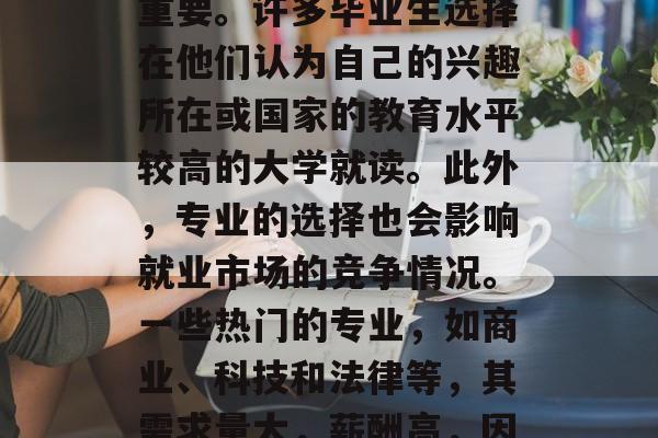 毕业后的英语求职，是一项长期且具有挑战性的任务。首先，选择什么样的大学和专业非常重要。许多毕业生选择在他们认为自己的兴趣所在或国家的教育水平较高的大学就读。此外，专业的选择也会影响就业市场的竞争情况。一些热门的专业，如商业、科技和法律等，其需求量大，薪酬高，因此成为最理想的选择。，如何选择最适合自己的大学与专业，英语求职的挑战与机遇