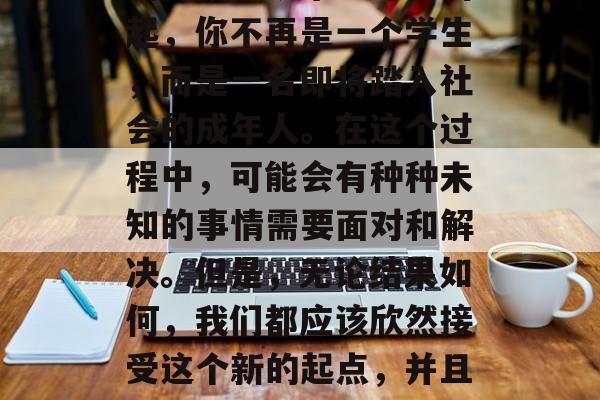 毕业并不代表结束。相反，它可能是一个全新的开始。从毕业那一刻起，你不再是一个学生，而是一名即将踏入社会的成年人。在这个过程中，可能会有种种未知的事情需要面对和解决。但是，无论结果如何，我们都应该欣然接受这个新的起点，并且勇敢地去追求自己的梦想。，步入职场，新生活的启程与挑战