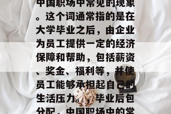 毕业后包分配是一个在中国职场中常见的现象。这个词通常指的是在大学毕业之后，由企业为员工提供一定的经济保障和帮助，包括薪资、奖金、福利等，并使员工能够承担起自己的生活压力。，毕业后包分配，中国职场中的常见现象及其影响