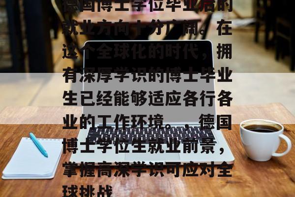 德国博士学位毕业后的就业方向十分广阔。在这个全球化的时代,拥有深厚学识的博士毕业生已经能够适应各行各业的工作环境。,德国博士学位生就业前景,掌握高深学识可应对全球挑战 德国博士学位毕业后的就业方向十分广阔。在这个全球化的时代,拥有深厚学识的博士毕业生已经能够适应各行各业的工作环境。,德国博士学位生就业前景,掌握高深学识可应对全球挑战