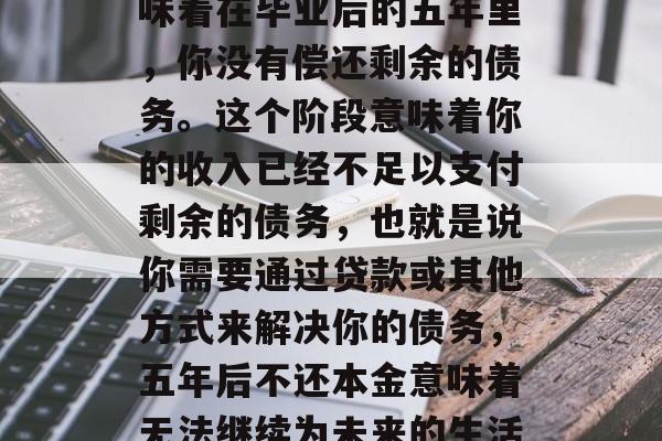 毕业后五年只还利息意味着在毕业后的五年里,你没有偿还剩余的债务。这个阶段意味着你的收入已经不足以支付剩余的债务,也就是说你需要通过贷款或其他方式来解决你的债务,五年后不还本金意味着无法继续为未来的生活支出来偿还剩余债务 毕业后五年只还利息意味着在毕业后的五年里,你没有偿还剩余的债务。这个阶段意味着你的收入已经不足以支付剩余的债务,也就是说你需要通过贷款或其他方式来解决你的债务,五年后不还本金意味着无法继续为未来的生活支出来偿还剩余债务