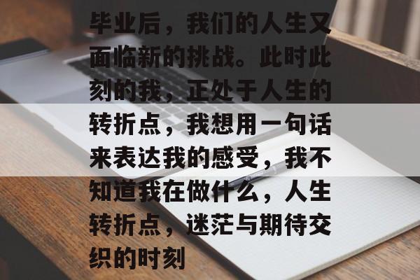毕业后，我们的人生又面临新的挑战。此时此刻的我，正处于人生的转折点，我想用一句话来表达我的感受，我不知道我在做什么，人生转折点，迷茫与期待交织的时刻